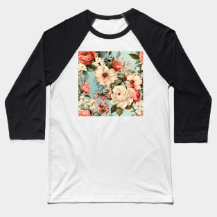 Shabby Chic Flowers Pattern 25 Baseball T-Shirt